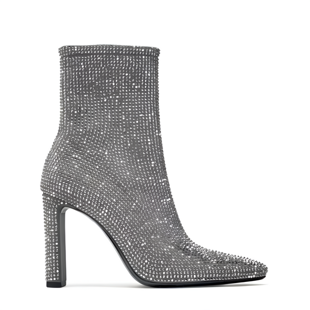 ZARA Rhinestone High Heel Boots 2137-310-802-GRY