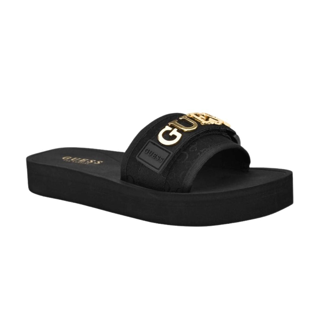 GUESS Peers Logo Slide Sandals - BLK